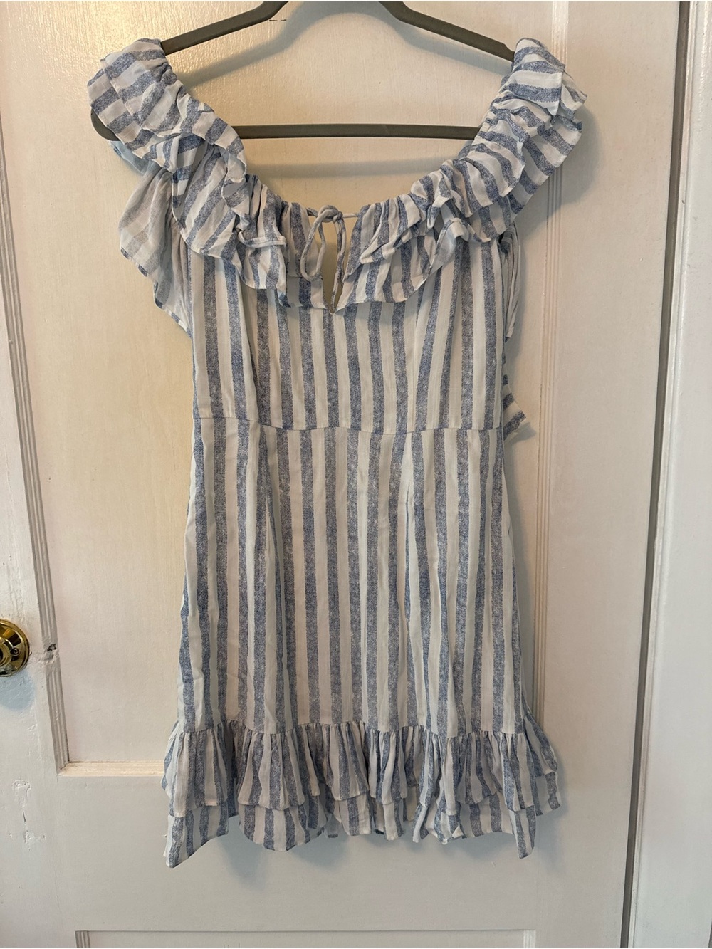 Skylar & Madison Blue and White Striped Ruffle Sundress